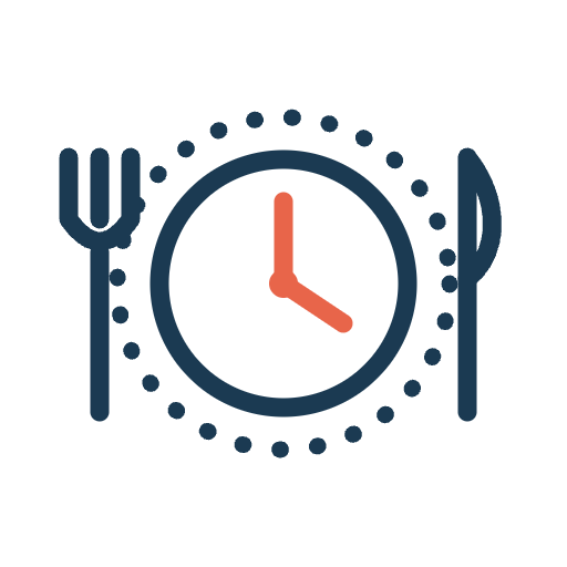 Icono de ayuno guiado: cubiertos y reloj